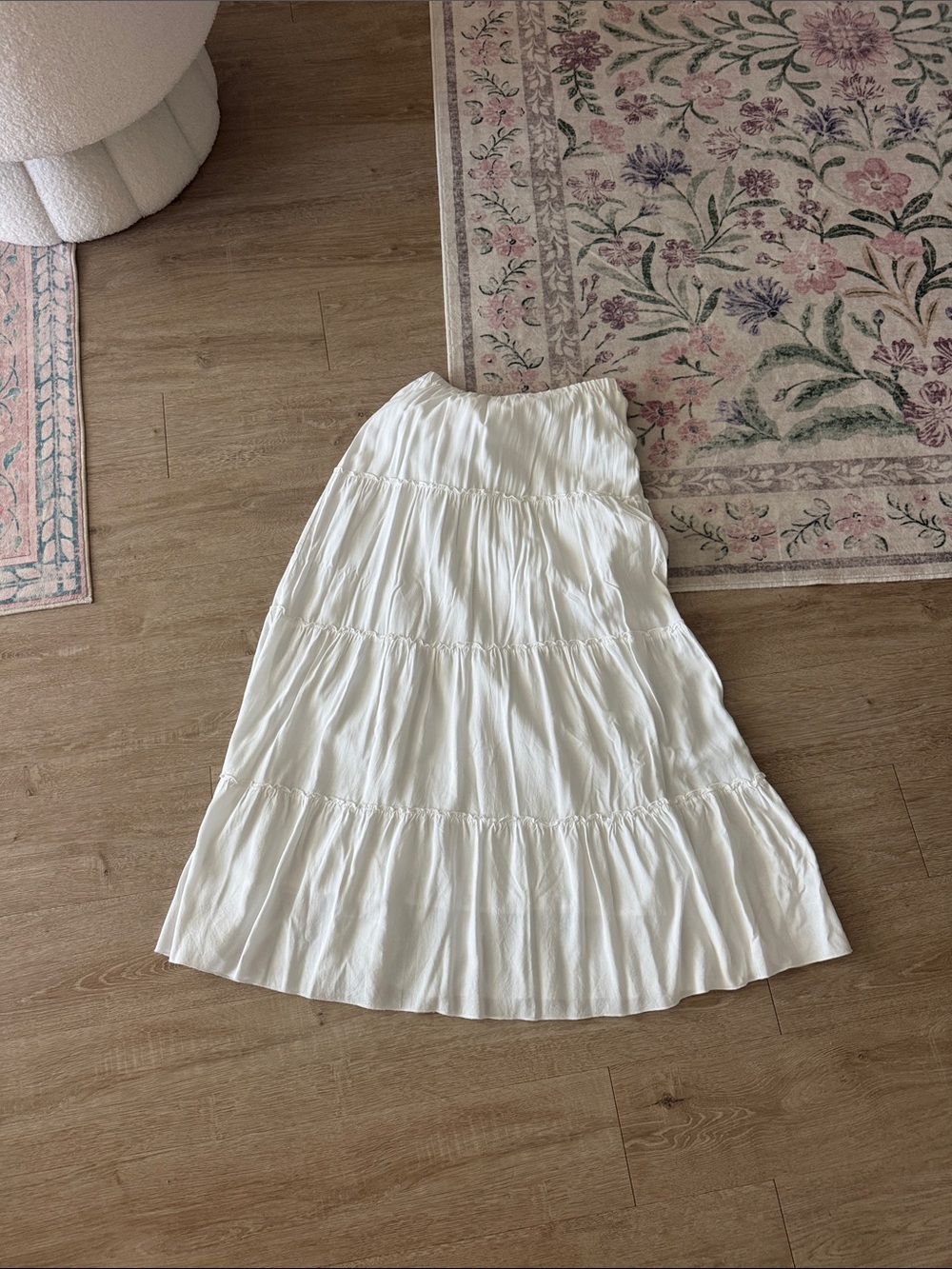 Brandy Melville White Tiered Maxi Skirt